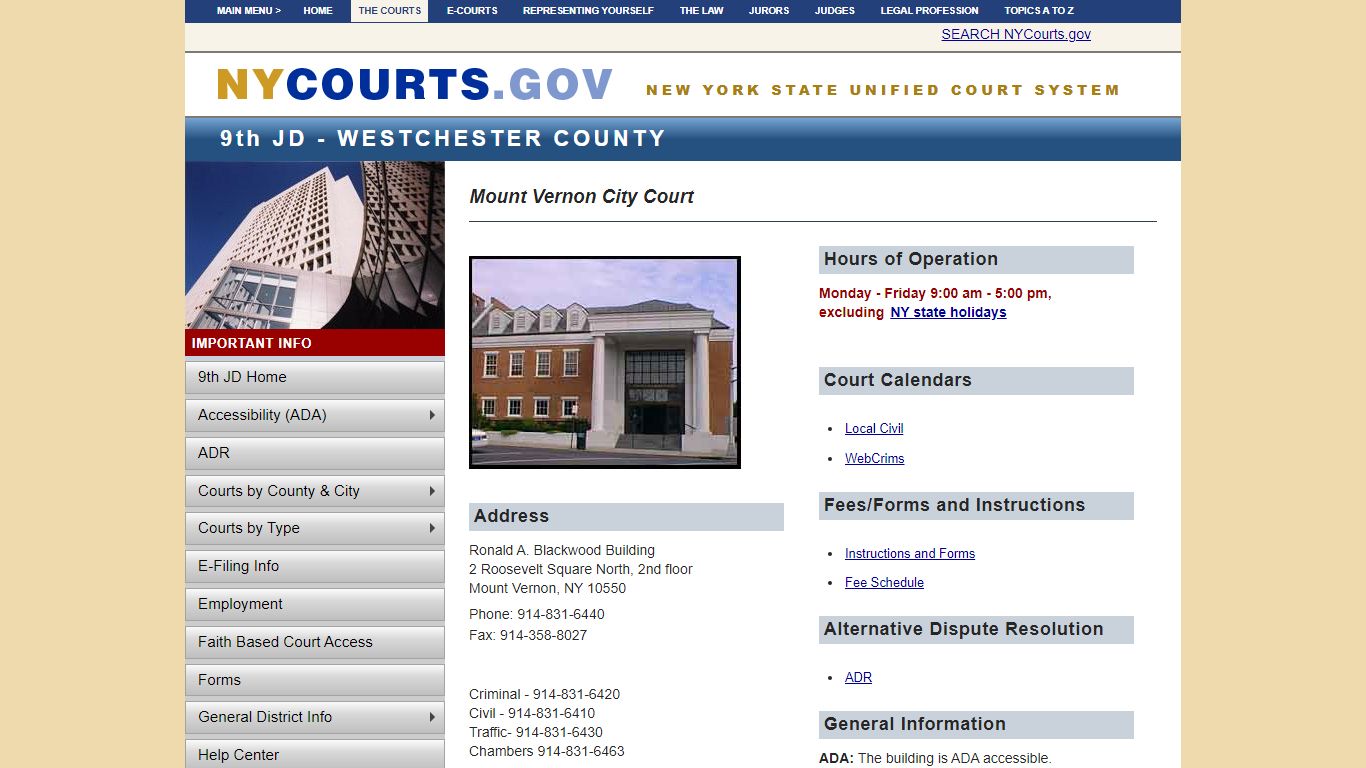 Mount Vernon City Court | NYCOURTS.GOV - Judiciary of New York